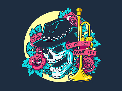 Not Done Yet Colours band illustration design illustration music punk ska skull skull art tattoo tattoo art trumpet