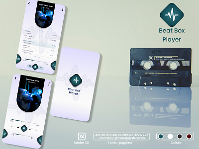 Beat Box player adobe xd app design graphic design light mode logo music player ui