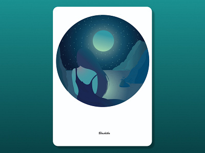 Ocean girl adobe alone blue dark design girl graphic design illustration illustrator night sky vector