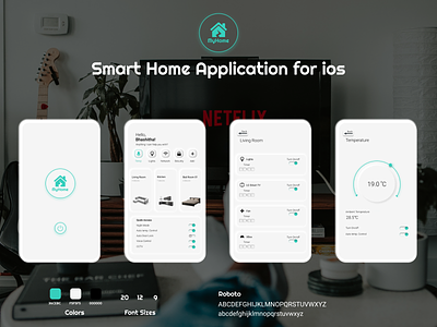 Smart Home Application For iOS app branding design figma ios light logo smarthome typography ui ux white