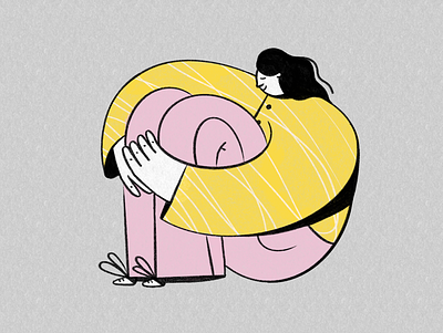 Thinking flowers illustration pastel pink portrait vector women women empowerment women in illustration yellow