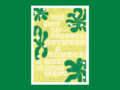 Poster / 1 flowers green illustration nature pastel yellow