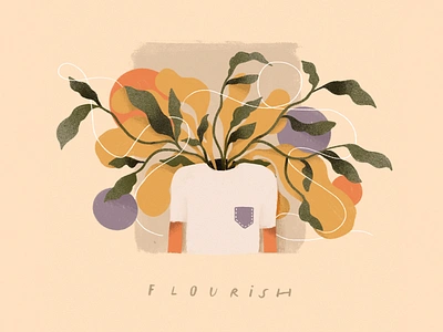 Flourish design flowers illustration nature pastel portrait yellow