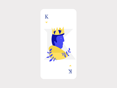 King Of Heart blue card heart k king yellow