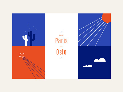 From Paris To... airplane clouds illustration sun travel