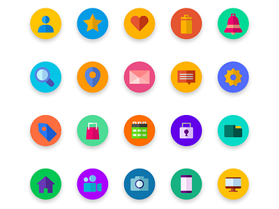 Colorful Round Icons for UI