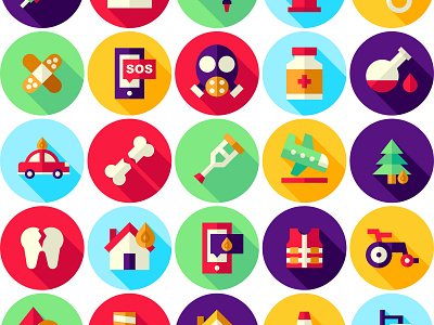 Emergencies Icon Set beautiful icons colored icons emergencies flat circular icons flat icon design flat icons flaticon icon icon design icon designer icon designs icons pack icons set round icons ui