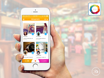 Q-Souq ecommerce grid view ui home screen ios mobile app photo gallery timeline ui design