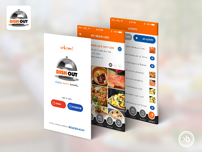 DishOut - Restaurant App food grid view item order list view login menu mobile app payment side menu splash thank you screen ui design