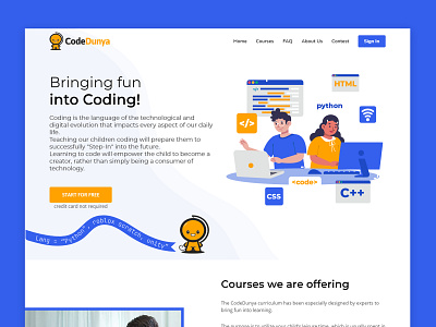Coding Online Educational Landing Page coding educational funky kids landing page students ui website