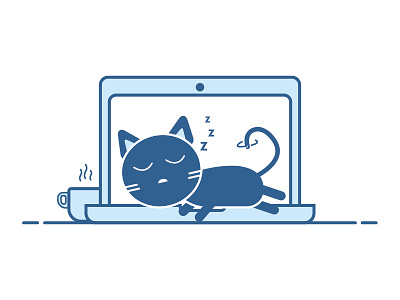 #NationalCatDay animals cat character cute illustration laptop nationalcatday sleeping zzz