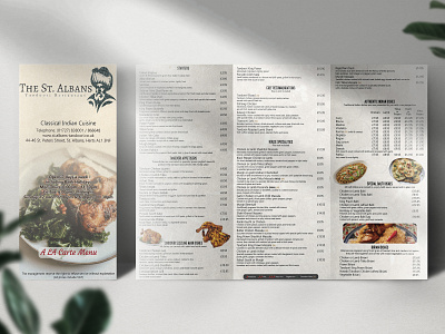 Tri-fold Restaurant Menu Card