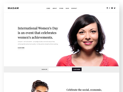 Madam Template clean design model simple template web webdesign website white women womens day