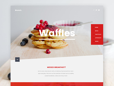 Brunch Dribbble basekit clean design food red restaurant template waffles web website