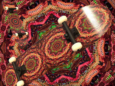 PI-4 SKATEBOARDS 3d abstract design digitalart ericfickes kaleidoscope obj skateboard