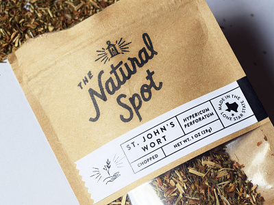 The Natural Spot Packaging eco friendly hand drawn logo herbs lettering natural products naturalistic package design packaging simplicity spices texas