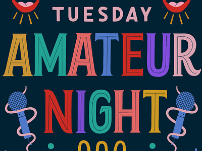 Amateur Night amateur colorful lettering comedy club comedy show hand drawn hand lettering lettering social media content