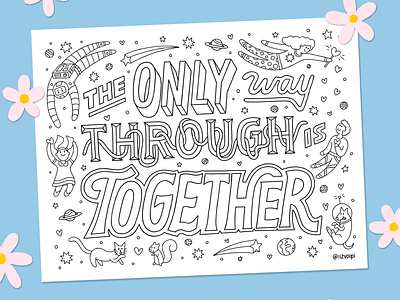 Together Coloring Page coloring coloring book coloring page coloring sheet downoadable illustration lettering patreon together