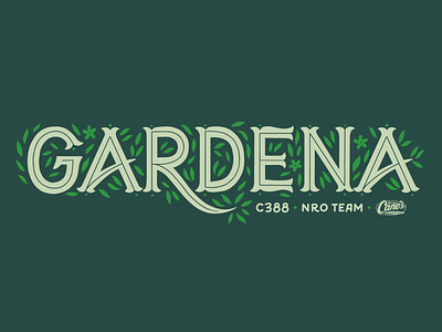 Cane's Gardena Tee california garden gardena green greenery hand lettering handlettering leaves lettering t shirt t shirt art t shirt design tee