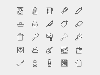 Kitchen icons graphic design icons illustration ui