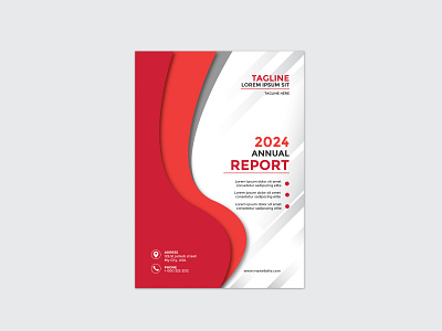 annual report flyer design with shape waves illustration