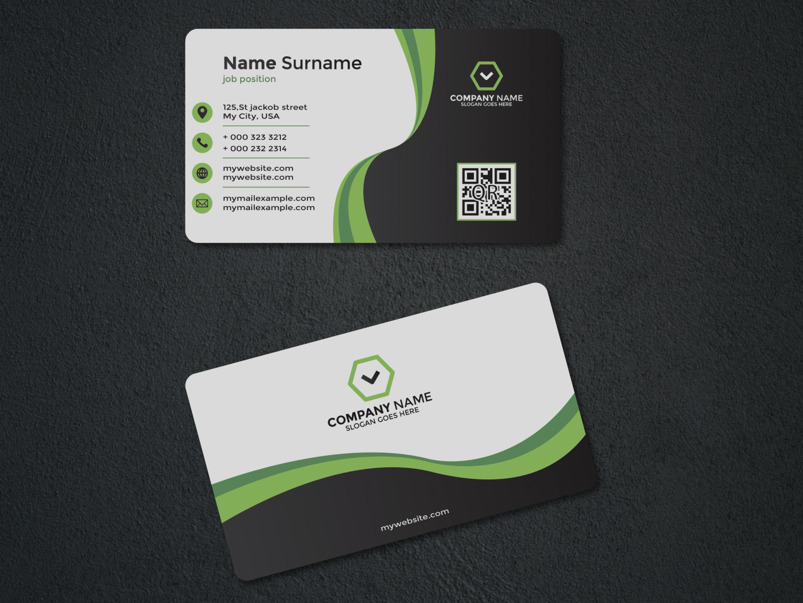 business card with green wave design by RAHMAD DWI KURNIAWAN on Dribbble