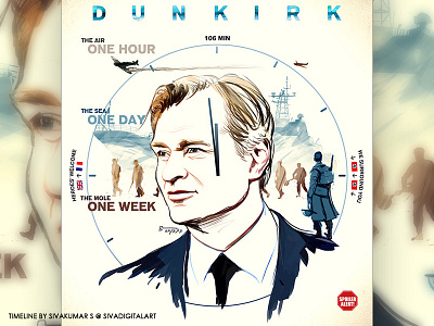 Dunkirk Movie Timeline. art christophernolan digital illustration dunkirk film illustration movie nolan poster sivadigitalart war worldwar2