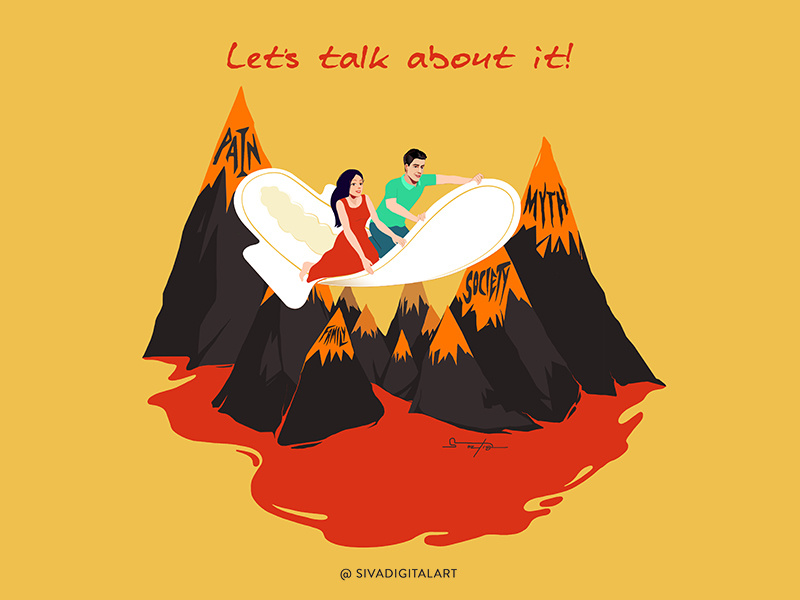 Let's talk about it! women design drawing myth taboo society awareness illustration poster art sivadigitalart menstruation