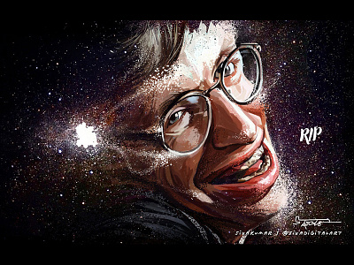 Rip Stephen Hawking! hawking illustration painting rip sivadigitalart space stars stephen stephen hawking time tribute universe