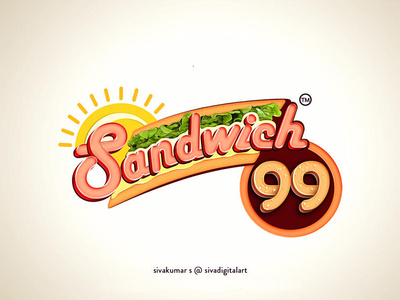 Sandwich 99 | Logo Design art branding cafe design digital art food graphic design illustration logo logo design logo design branding restaraunt sandwich sivadigitalart typography