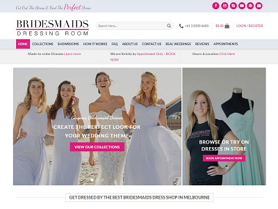 Web Design for Bridesmaids Dressing Room branding design graphic design layout logo minimal ui ux web website
