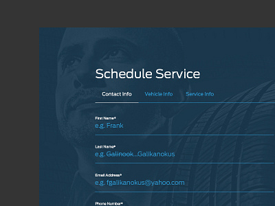 Schedule Service WIP form form interaction ui