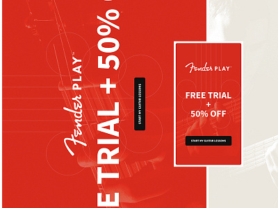 Fender Play slides fender orange responsive slideshow typography ui ux web design