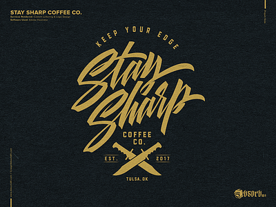 Stay Sharp Coffee Co. branding brushlettering coffee coffee shop identity knife knives lettering logo script typography vector