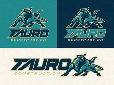 TAURO Construction branding bull lettering logotype longhorn mascot mascot design type typography