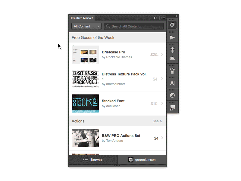Creative Market Photoshop Extension