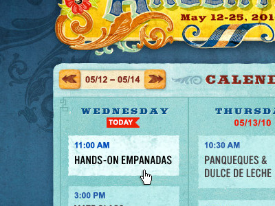 argentina foodfest #1 blue calendar festival food grocery homepage orange textured