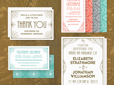 FutureDeco Template Collection art deco birthday card business card deco future future deco print templates thank you card wedding invites