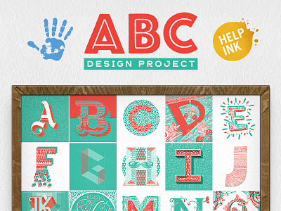 ABC Design Project: Letters for Charity abc all hands charity creative market design first year anniversary help ink poster prints project