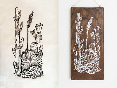 Desert Garden cacti desert for sale garden illustration marfa satchel and sage screen print succulents walnut white xeriscape