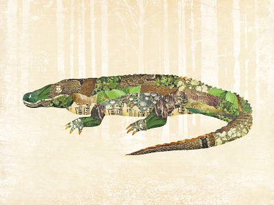 Gator Collage Print alligator collage creature gator print satchel sage swamp creature