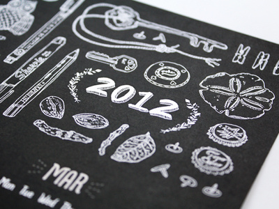 2012-artifact-calendar black calendar collection contour drawings organized neatly wall calendar year at a glance