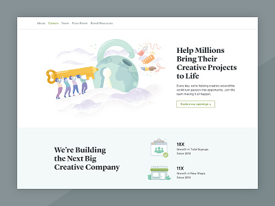 Creative Market Careers Page Refresh careers creative creative market design illustrations landing page market web