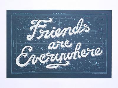 Friends Are Everywhere everywhere friends grey navy poster silkscreen white