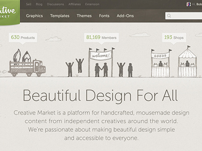 beautiful design for all creative market design digital goods platform