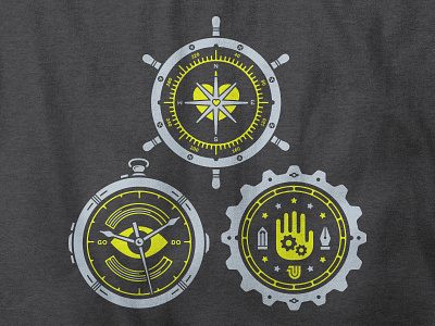 UP Shirt: Rule of Thirds charcoal chartreuse clock compass eye gear hand heather black pixel workers silver union united pixelworkers up