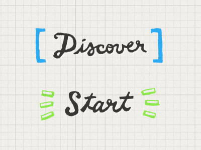 discover vs. start black blue discover green grid paper start