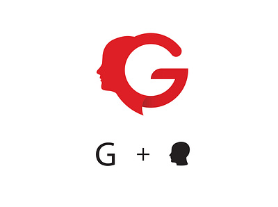 G + face logo advance brain brainstorming branding design face head icon illustration logo red typography vector