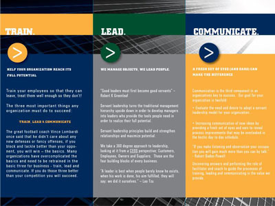 TLC Strategies Brochure 2 b2b b2c blue brochure green print strategies yellow
