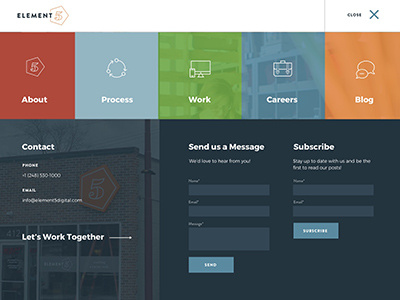 Element5 Digital Nav - WIP desktop nav nav navigation web web design wip